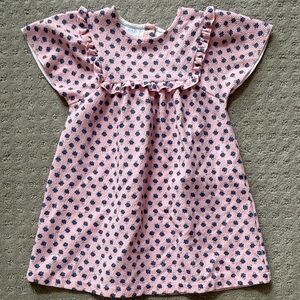 ZARA Girls Pink Dress with Blue Floral Print – Size 5